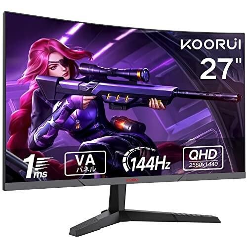 KOORUI ゲーミングモニター 27インチモニター 湾曲/曲面/カーブ型 PCモニター 液晶ディスプレイ/QHD